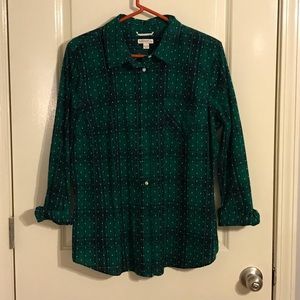 Merona green plaid button up